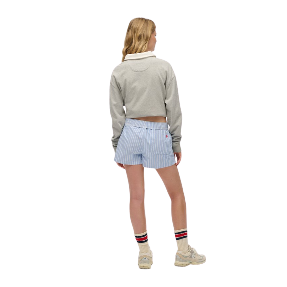 Cotton Stripe Elastic Short - D9J Broker Blue Stripe