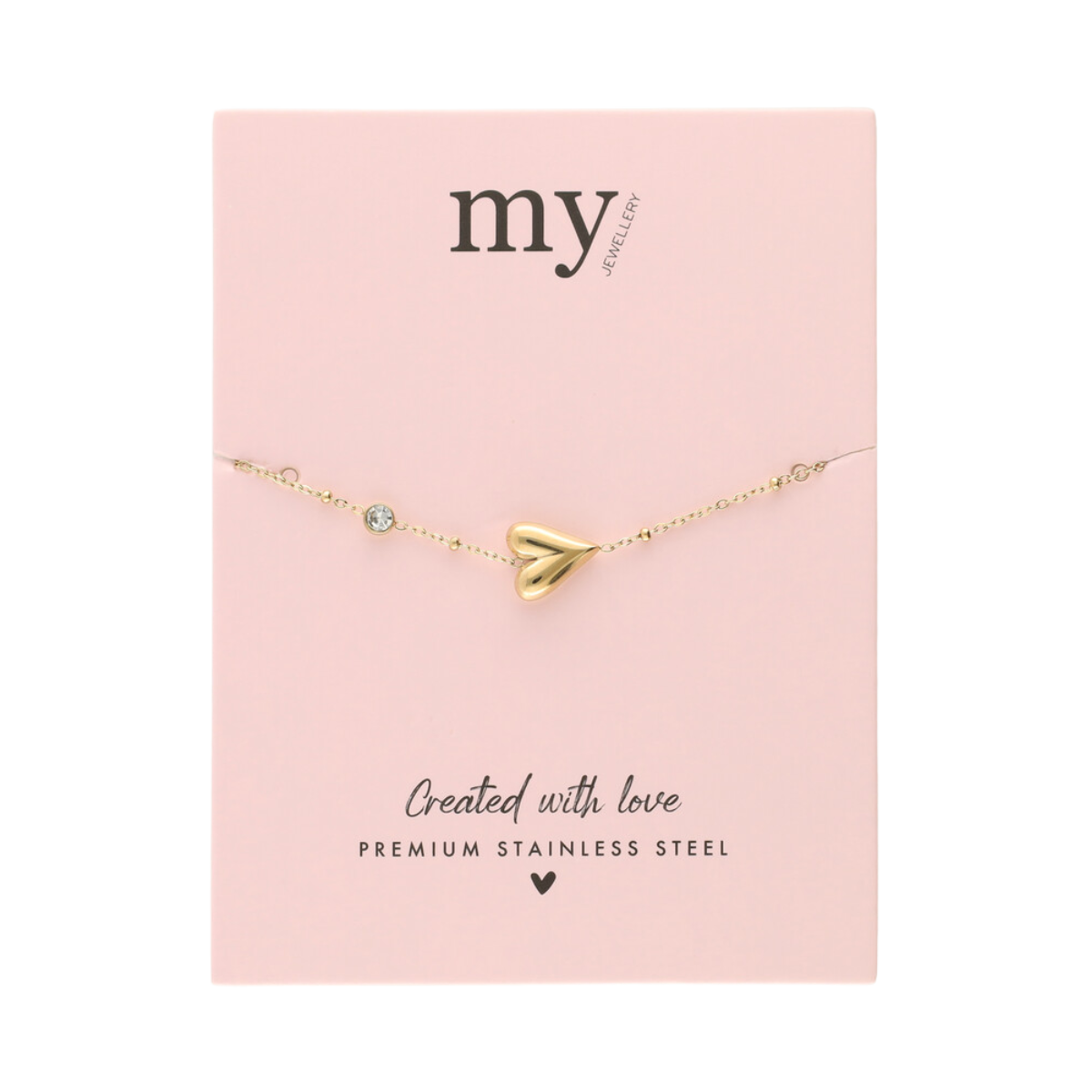 Bracelet horizontal heart strass - Gold