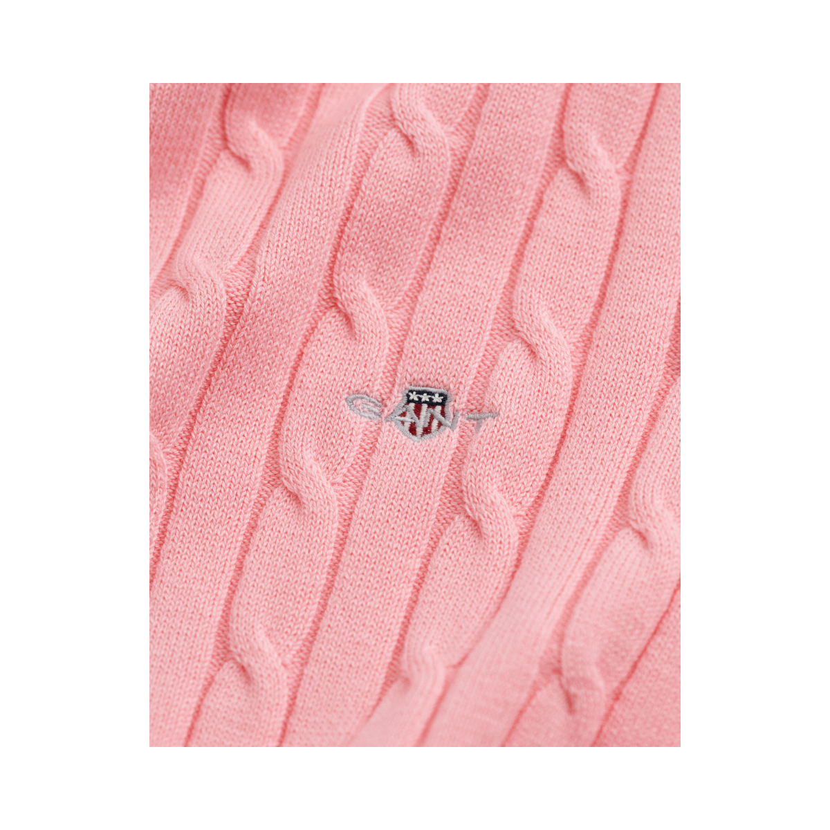 Stretch Cotton Cable C-Neck - Geranium Pink