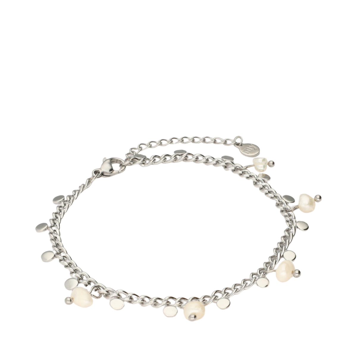 Bracelet pearls & coins - Silver
