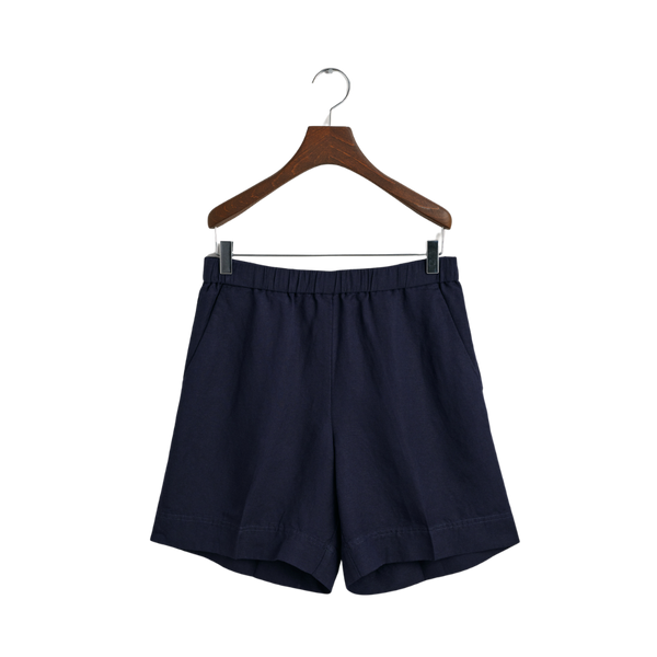 Relaxed Linen Blend Pull On Shorts - Blue