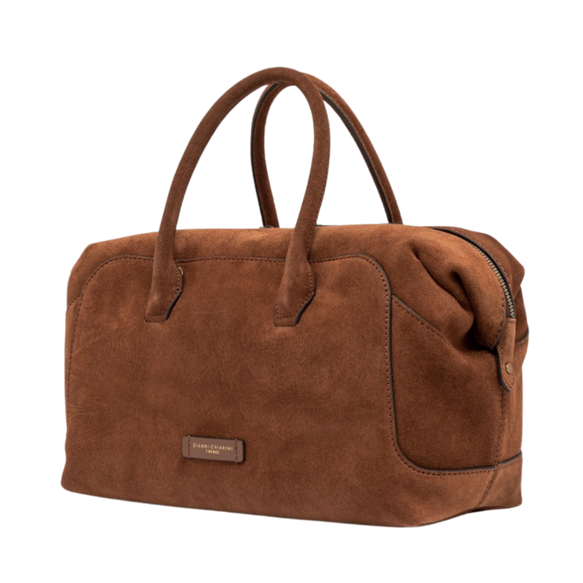 Gemma Suede Satchel Bag - Cognac