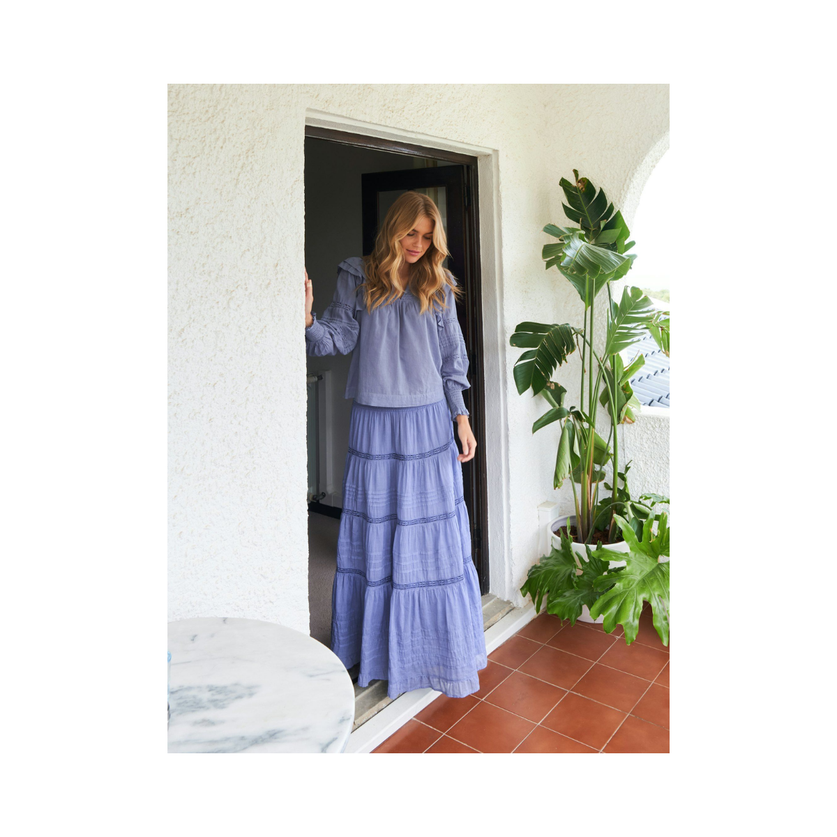 Felicia S Voile Skirt - Smoke Blue