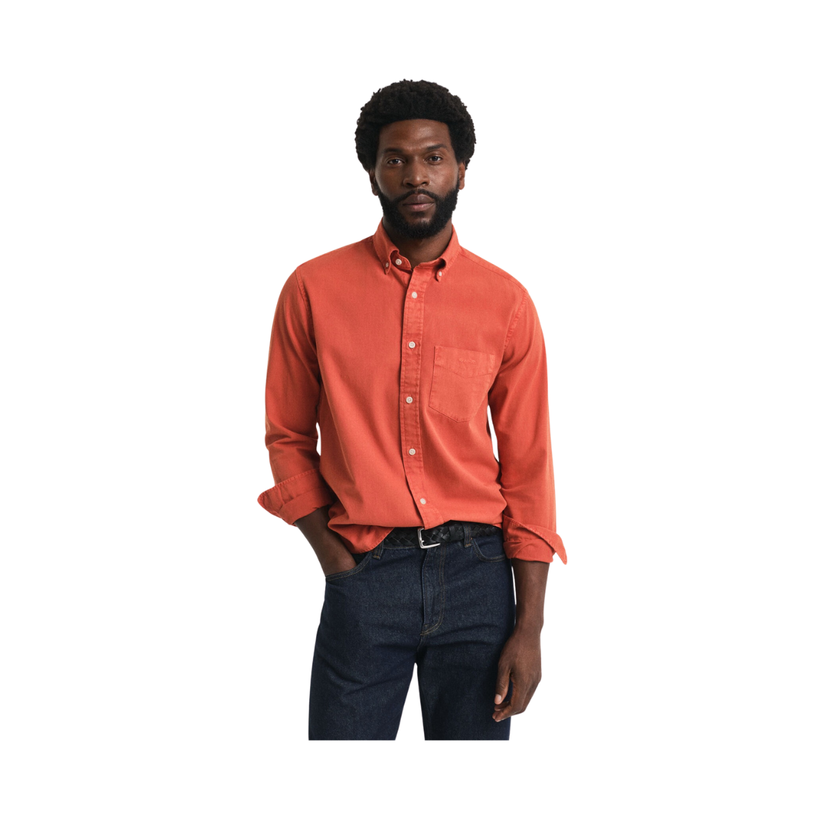 Gmnt Dyed Twill Shirt - Deep Orange