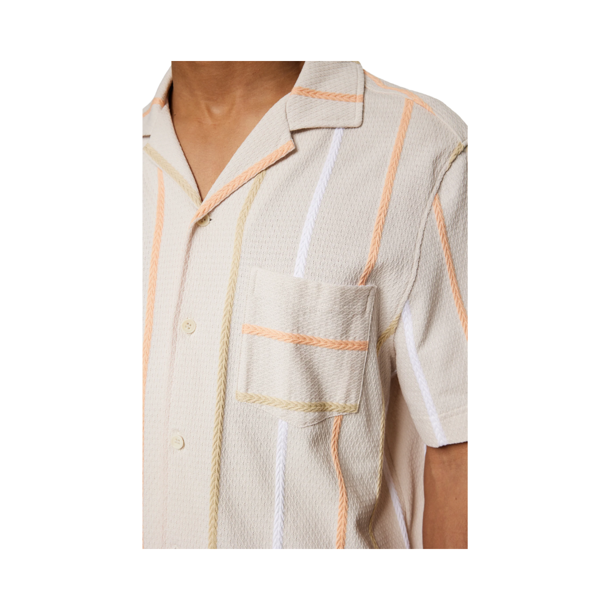 Theron Stripe Resort Shirt - Moonbeam