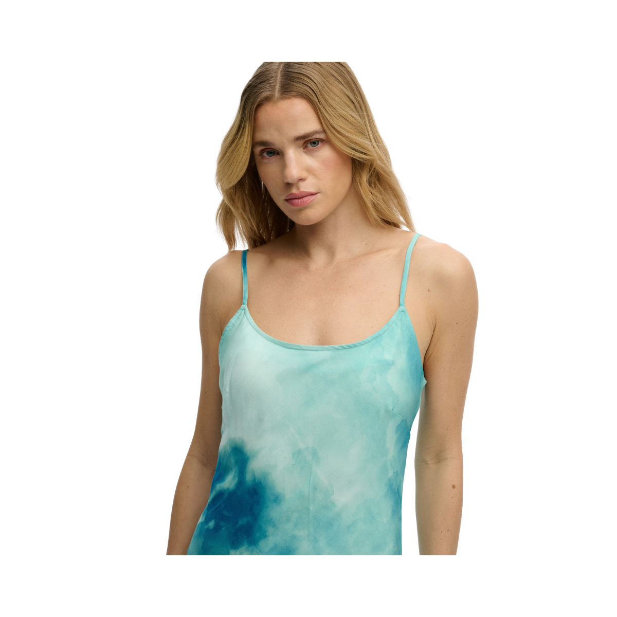 Printed Maxi Slip Dress - Sage Sky Blue