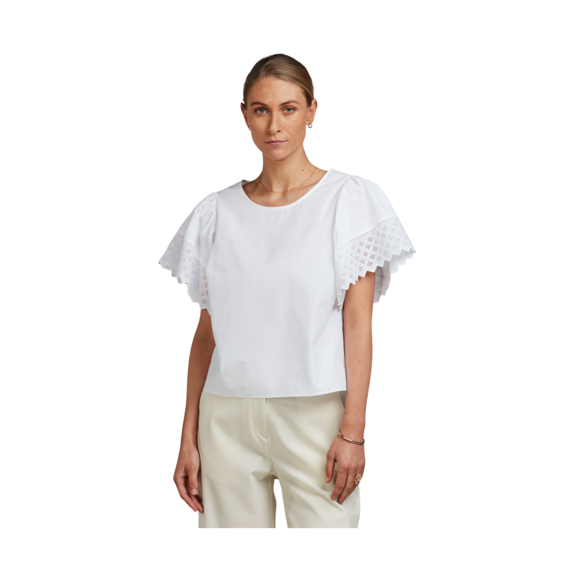 Leona Blouse Wide Sleeve - White