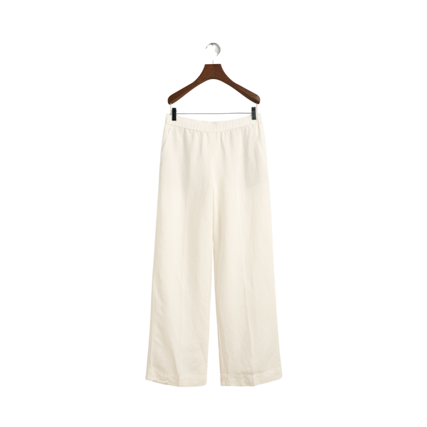 Relaxed Linen Blend Pull On Pants - White