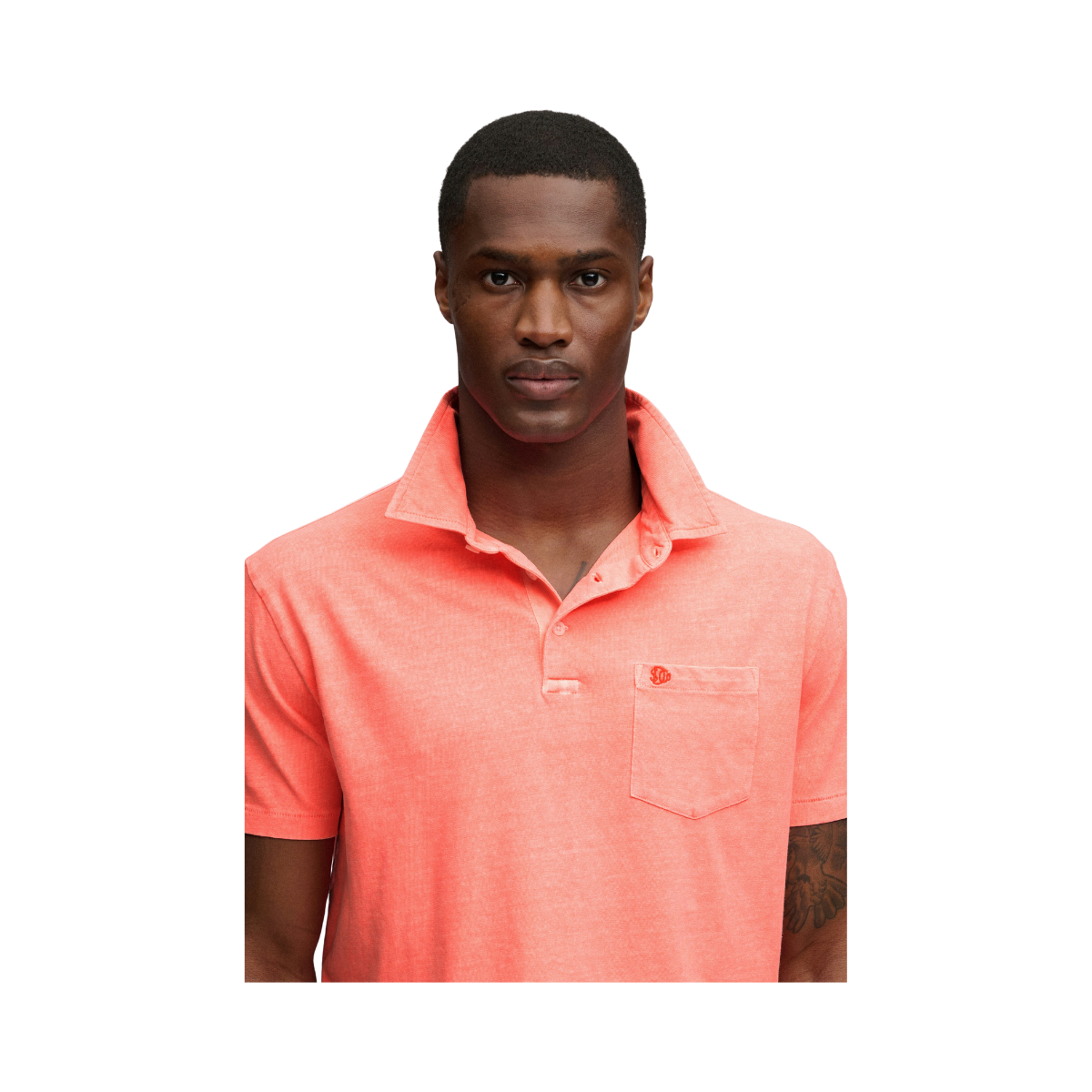 Classic Cotton Linen Polo - Neon Coral
