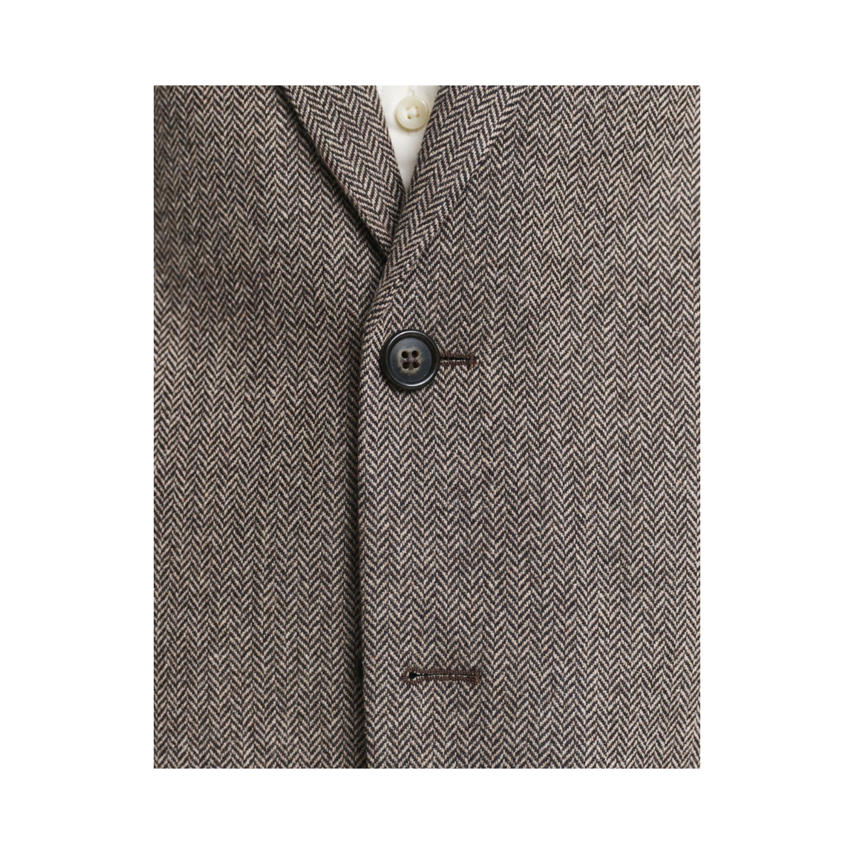 Flannel Herringbone Suit Jacket - 202 Deep Brown