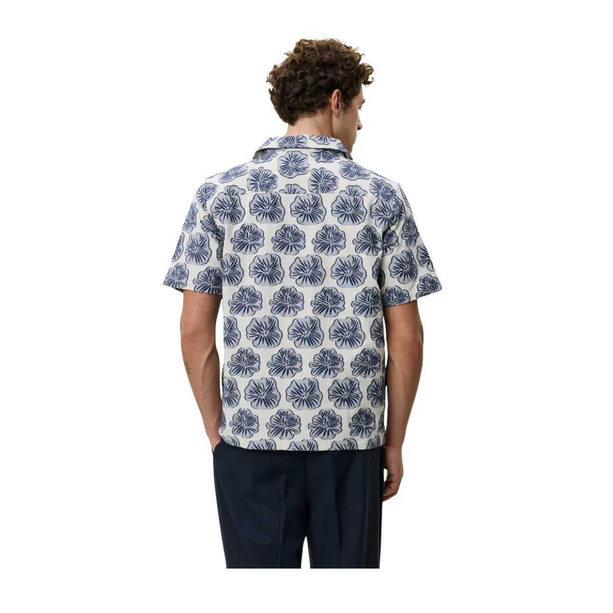 Dahlia Jacquard SS Shirt - Blue