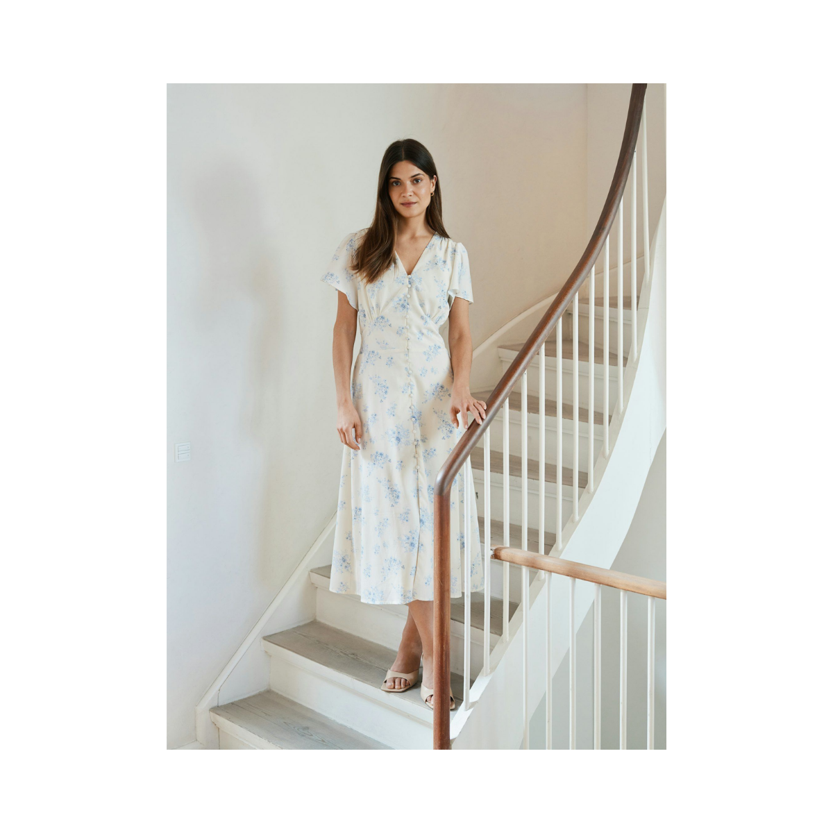 Eleni Delicate Flower Dress - Creme