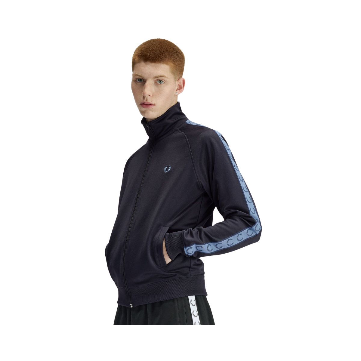 Contrast Tape Track Jacket - Navy
