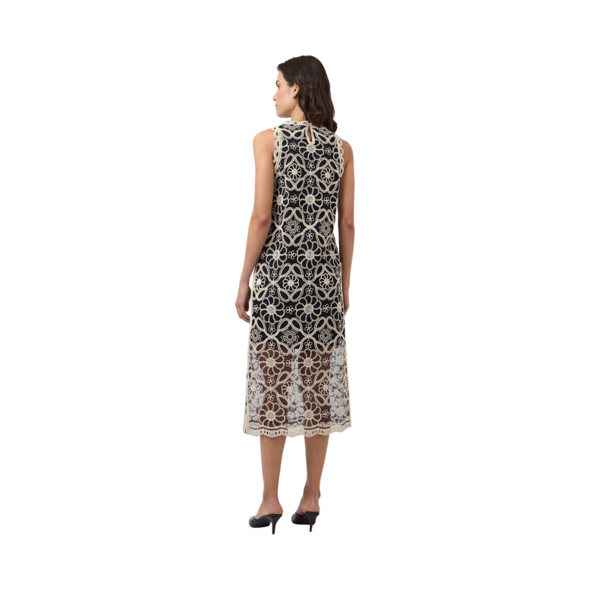 YASCilia Maxi Crochet Dress - Black