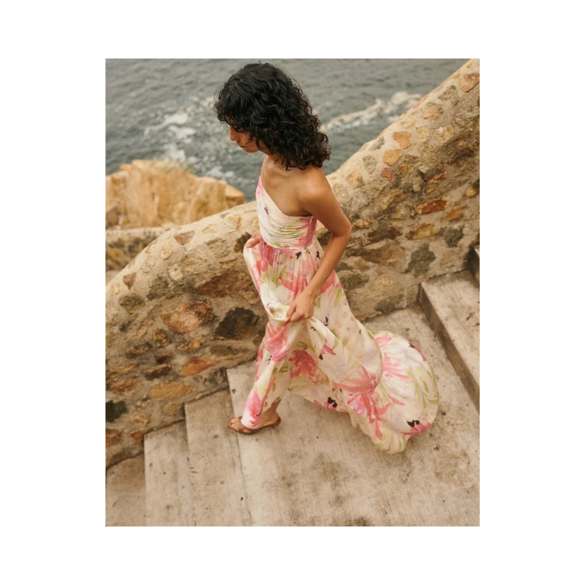 Shiny Bandeau Dress - Soft Dew