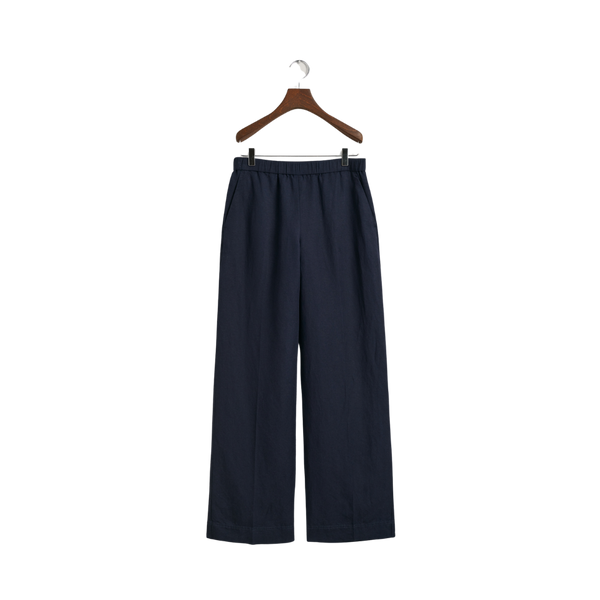 Relaxed Linen Blend Pull On Pants - Blue