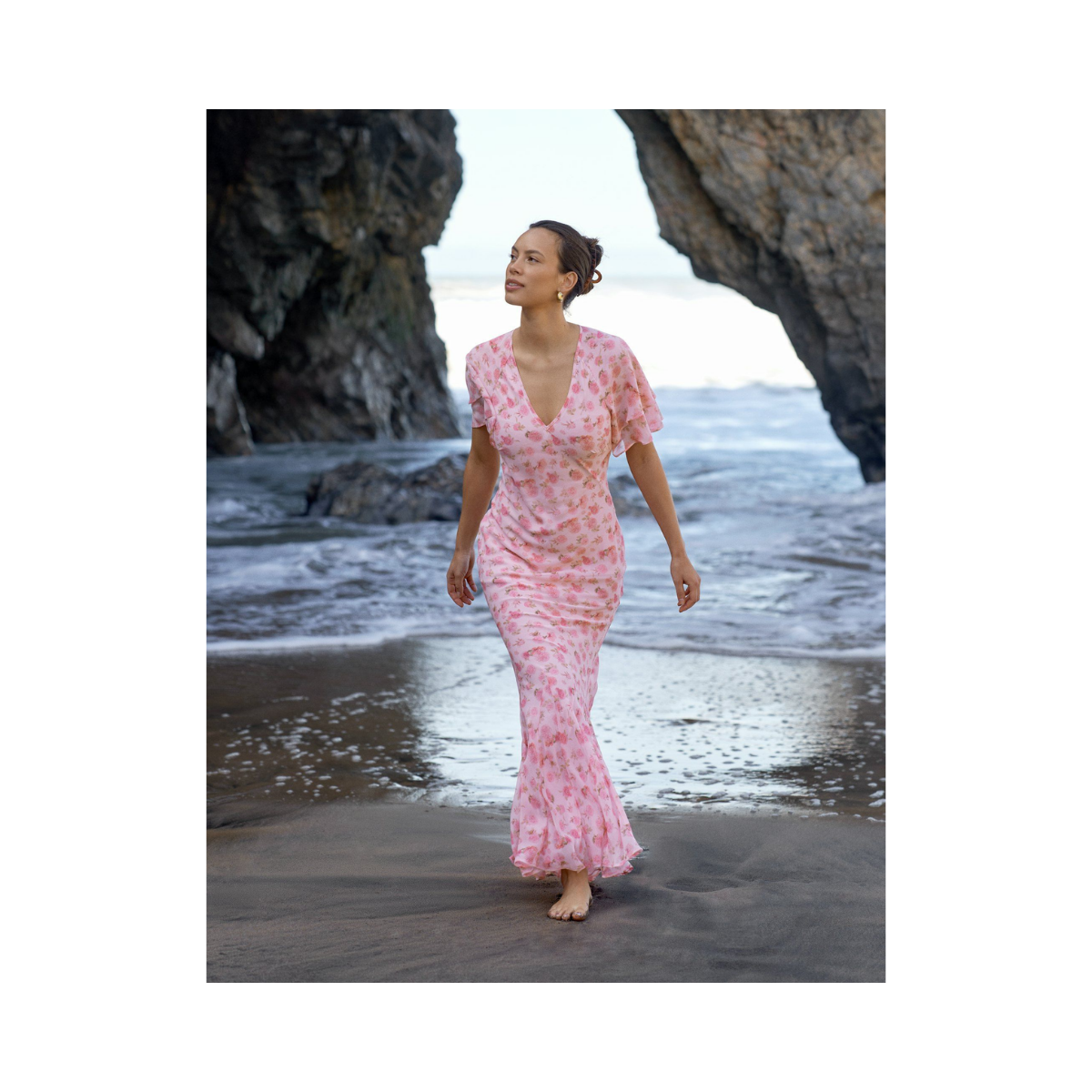 Celesse Flower Fade Dress - Light Pink