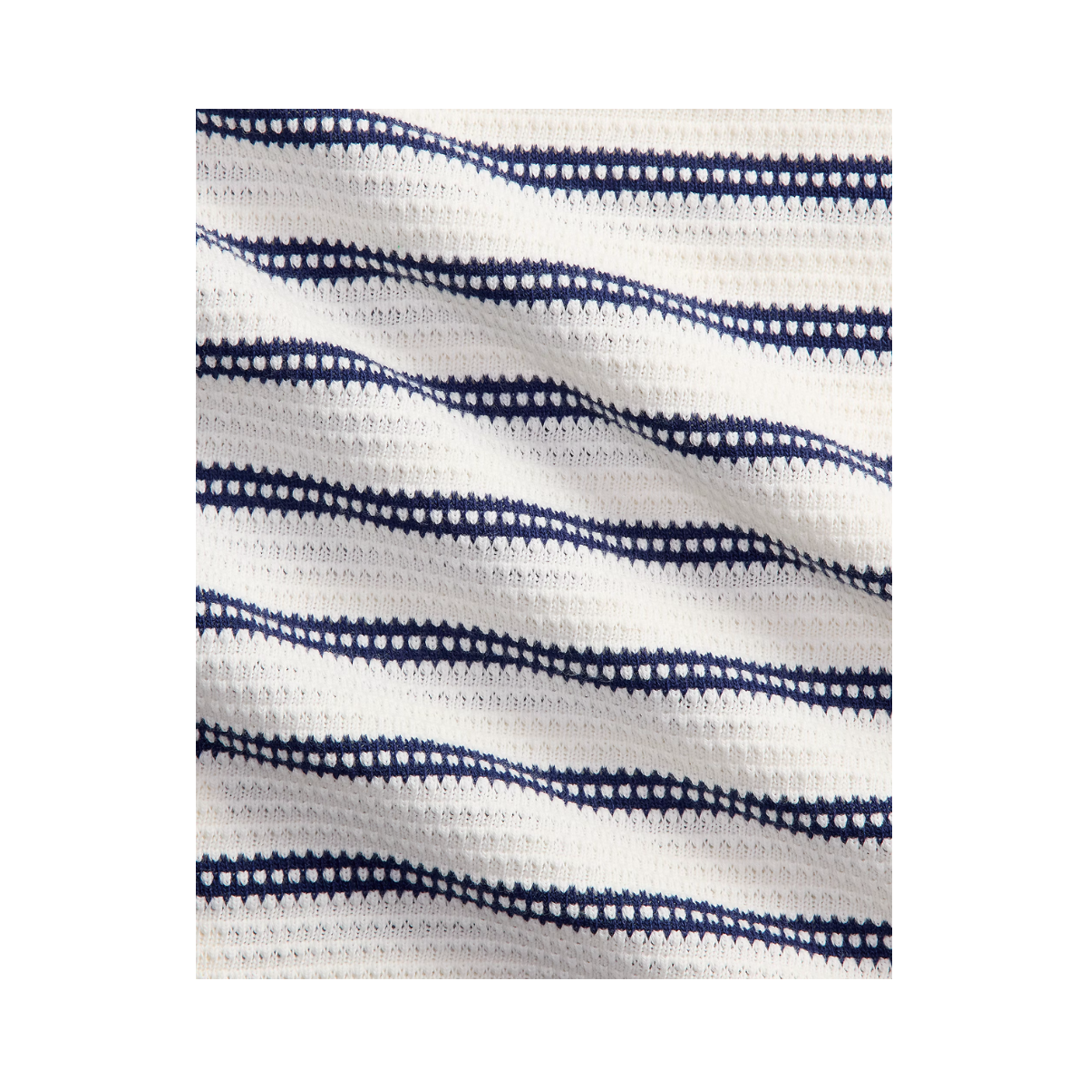 Knit Sport Shirt - Pale Cream/Newport Navy