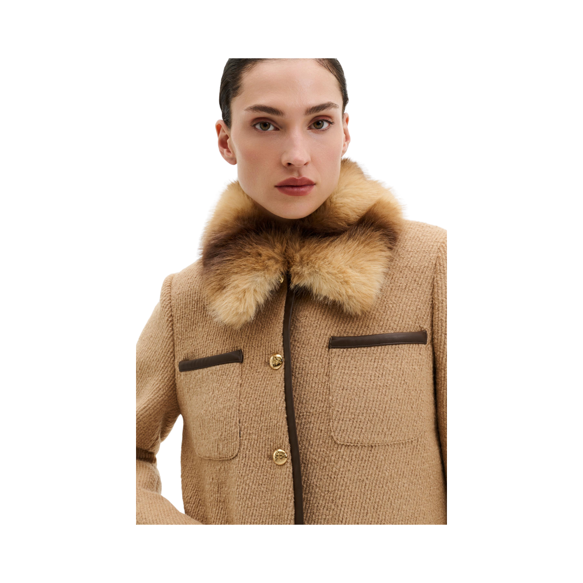 Taylor Faux Fur Trim Jacket - Camel