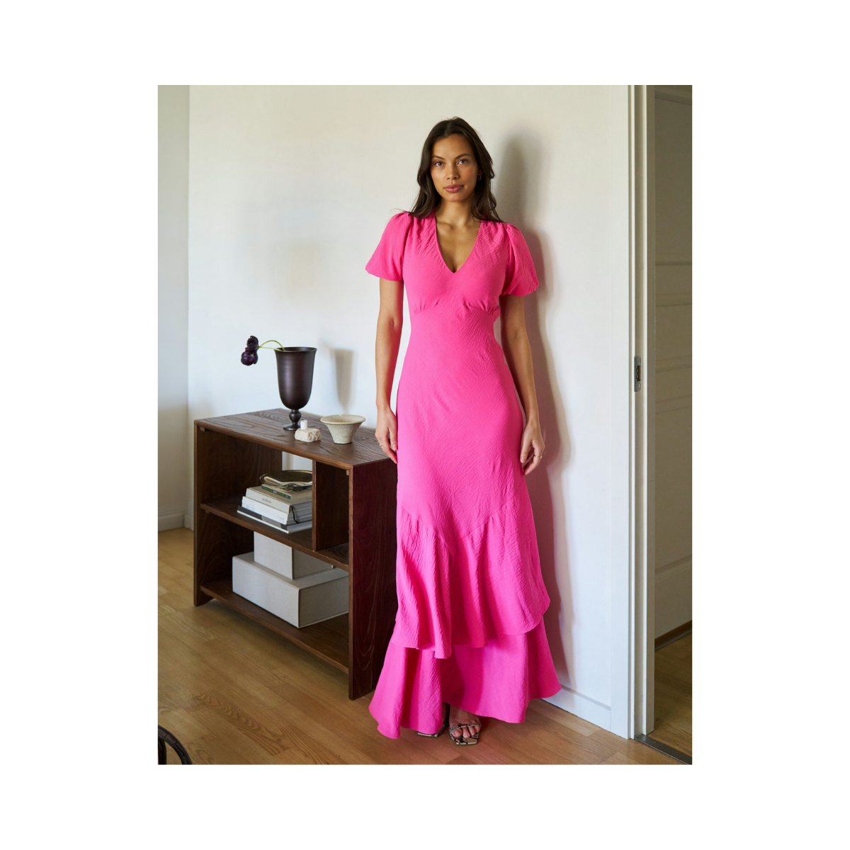 Dariah Structure Solid Dress - Pink
