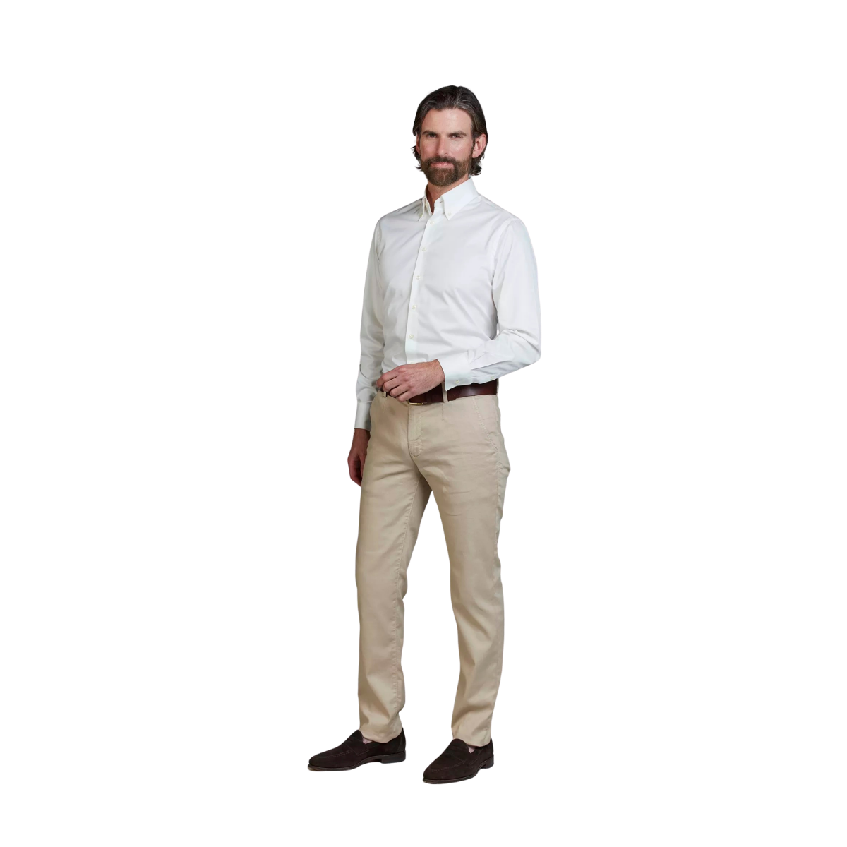 Cotton/Linen Stretch Chino - Beige