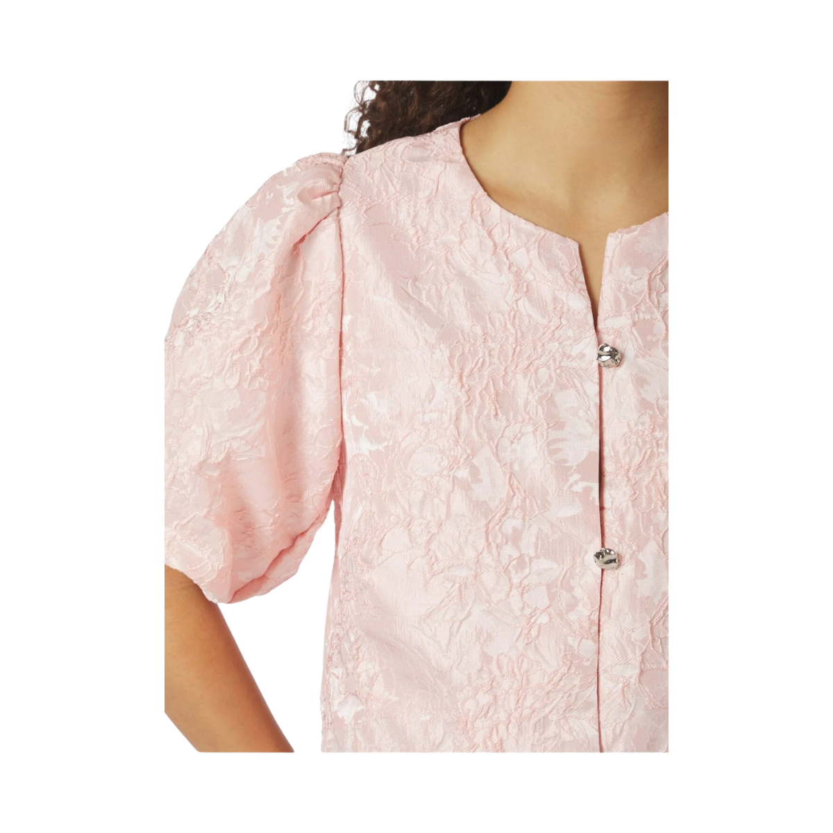 Aisa Soft Brocade Blouse - Light pink