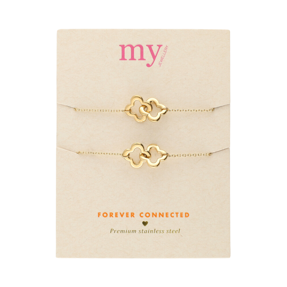 Bracelet set forever connected clover - Gold