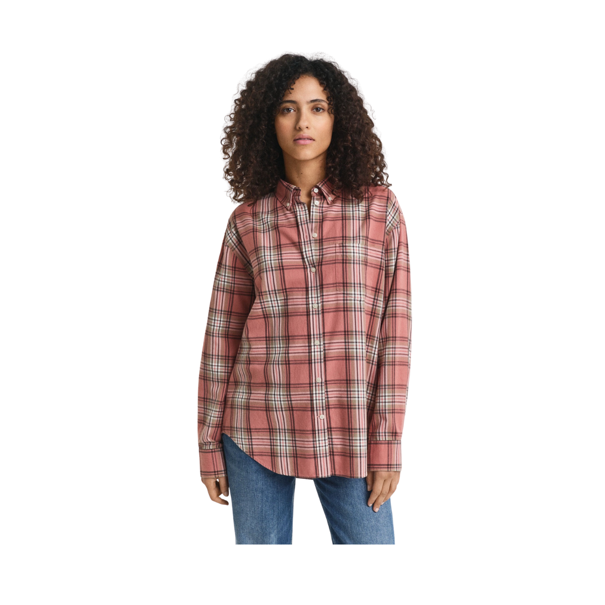 Relaxed Checked Flannel Shirt - Faded Brick