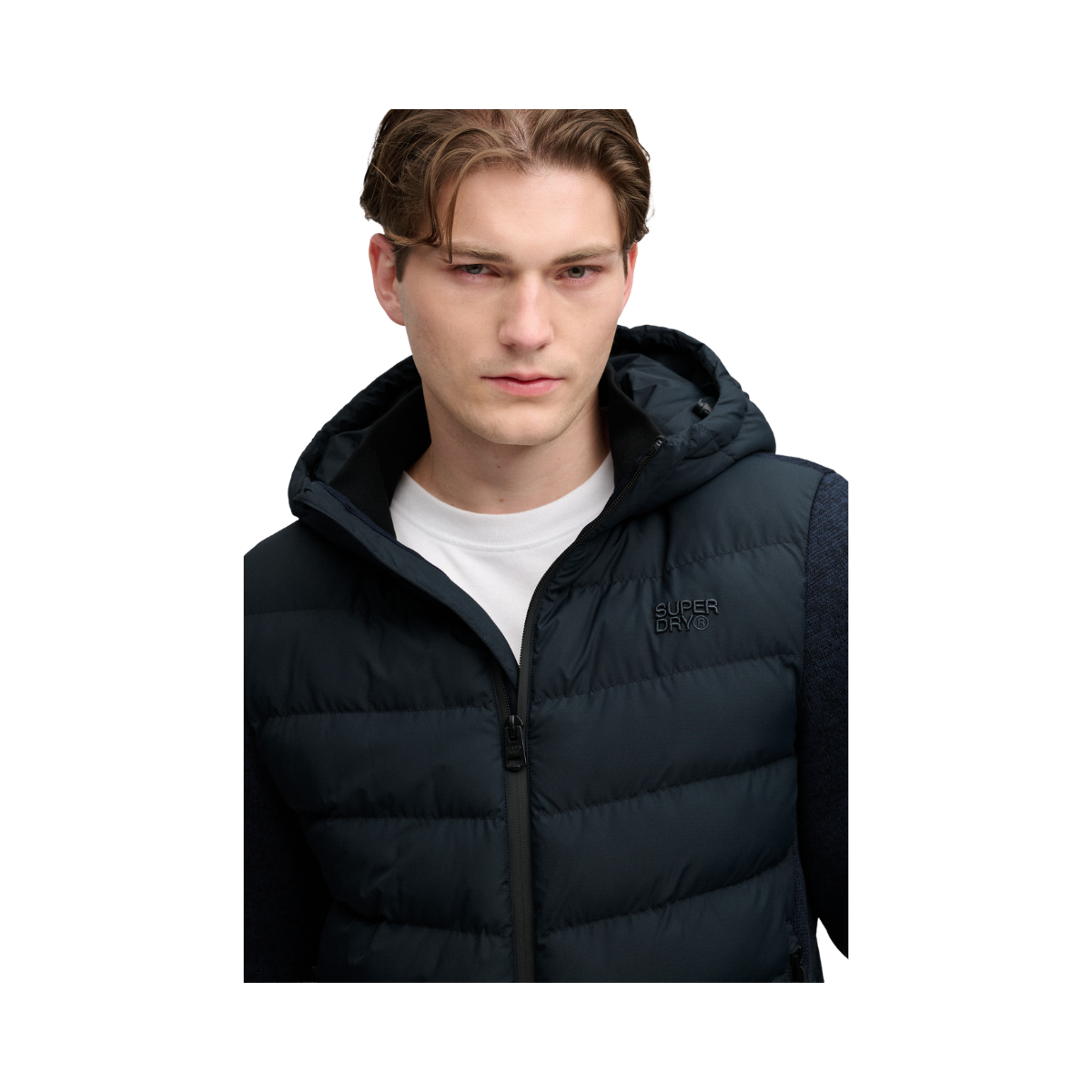 Hooded Storm Knit Hybrid Jkt - Eclipse Navy