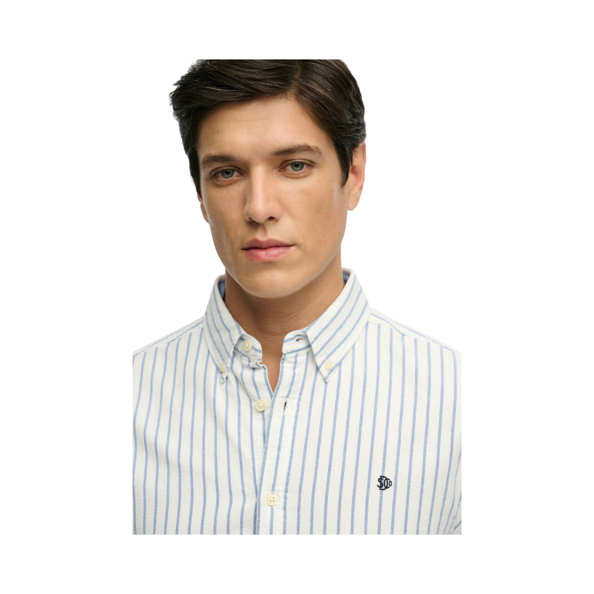 Preppy Oxford L/S Shirt - Classic Blue/Optic Stripe