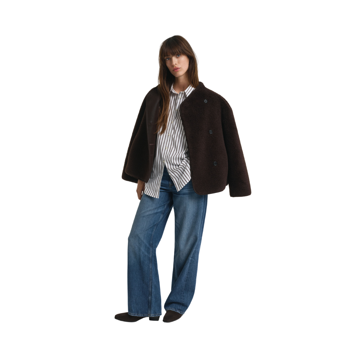 Relaxed Classic Poplin Striped Shirt - 202 Deep Brown