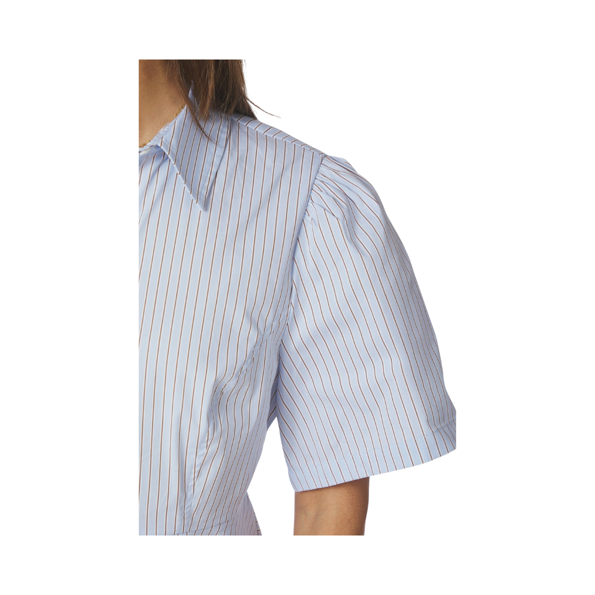Janelle Stripe Shirt - Blue/Brown Stripe