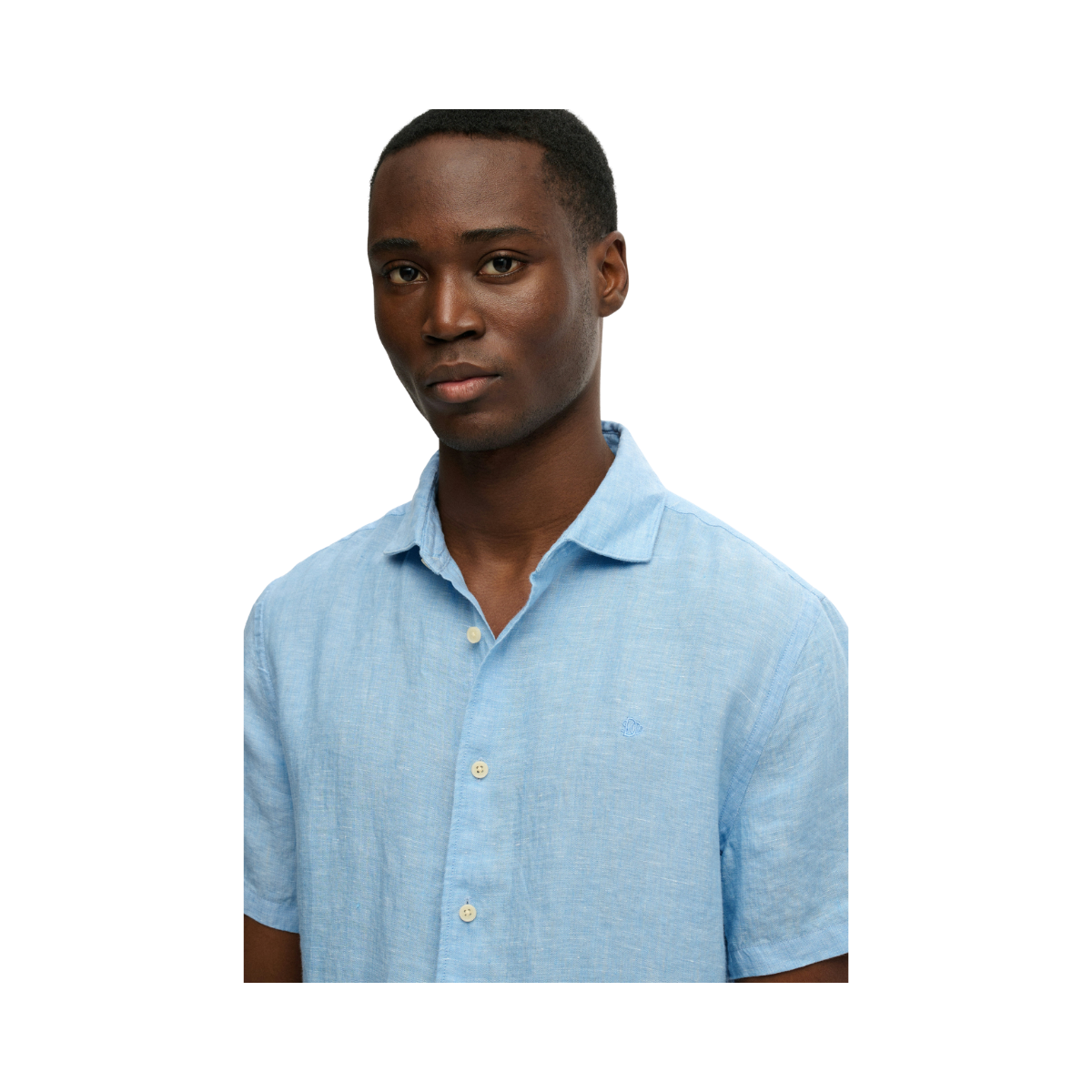 Riviera S/S Linen Shirt - Sky Blue Chamb