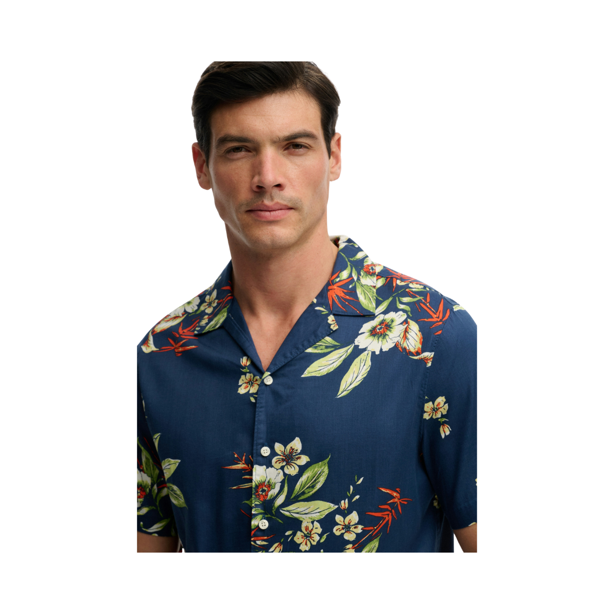 Hawaiian Print S/S Shirt - Cabana Navy