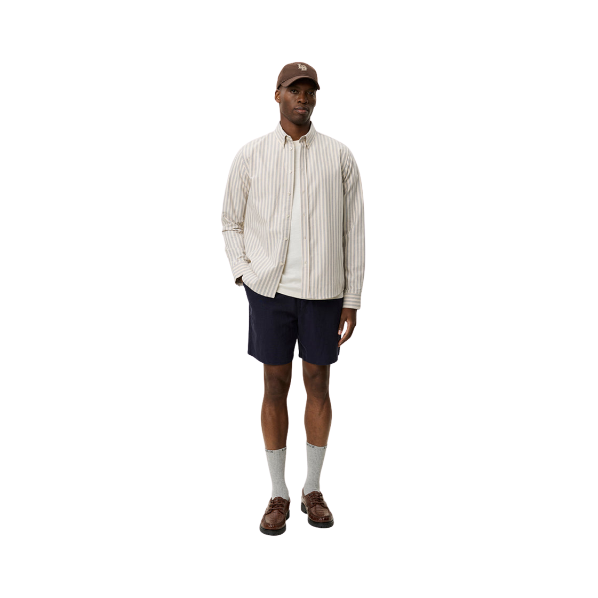 Konrad Striped Oxford Shirt - Eggnog White