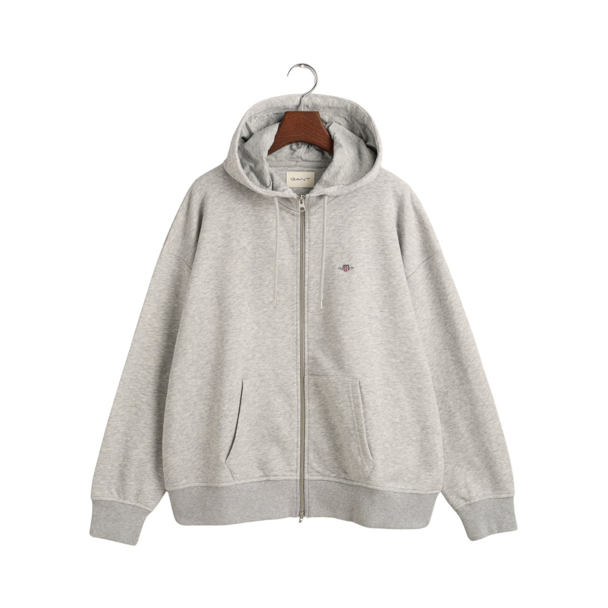 Shield Zip Hoodie - Light Grey Melange