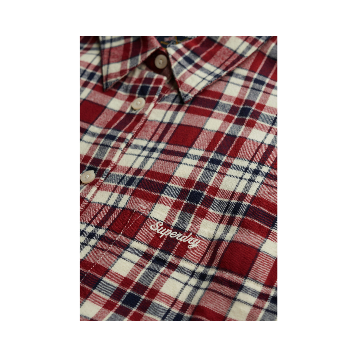 Check Flannel Relaxed Shirt - K1V Bordeaux Red Check