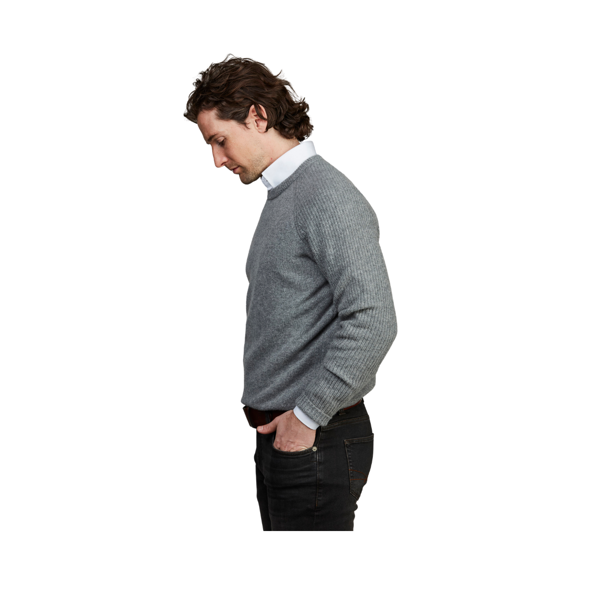 Pure Cashmere Raglan Knit - Grey