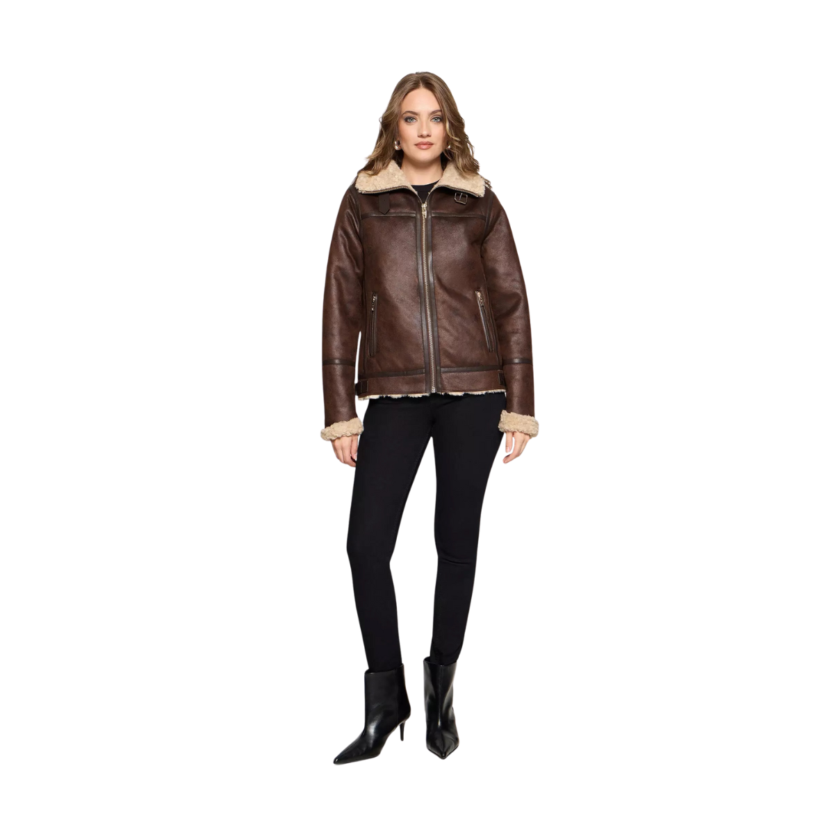 Belle Aviator Jacket - 19970 Dark Brown/Beige