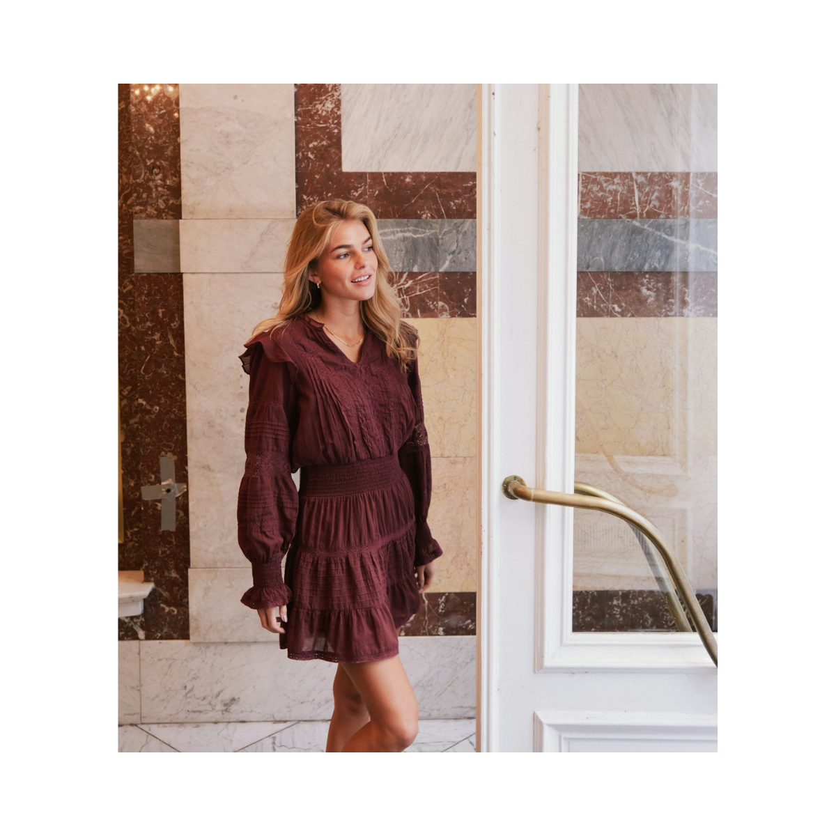 Aran S voile Dress - Burgundy