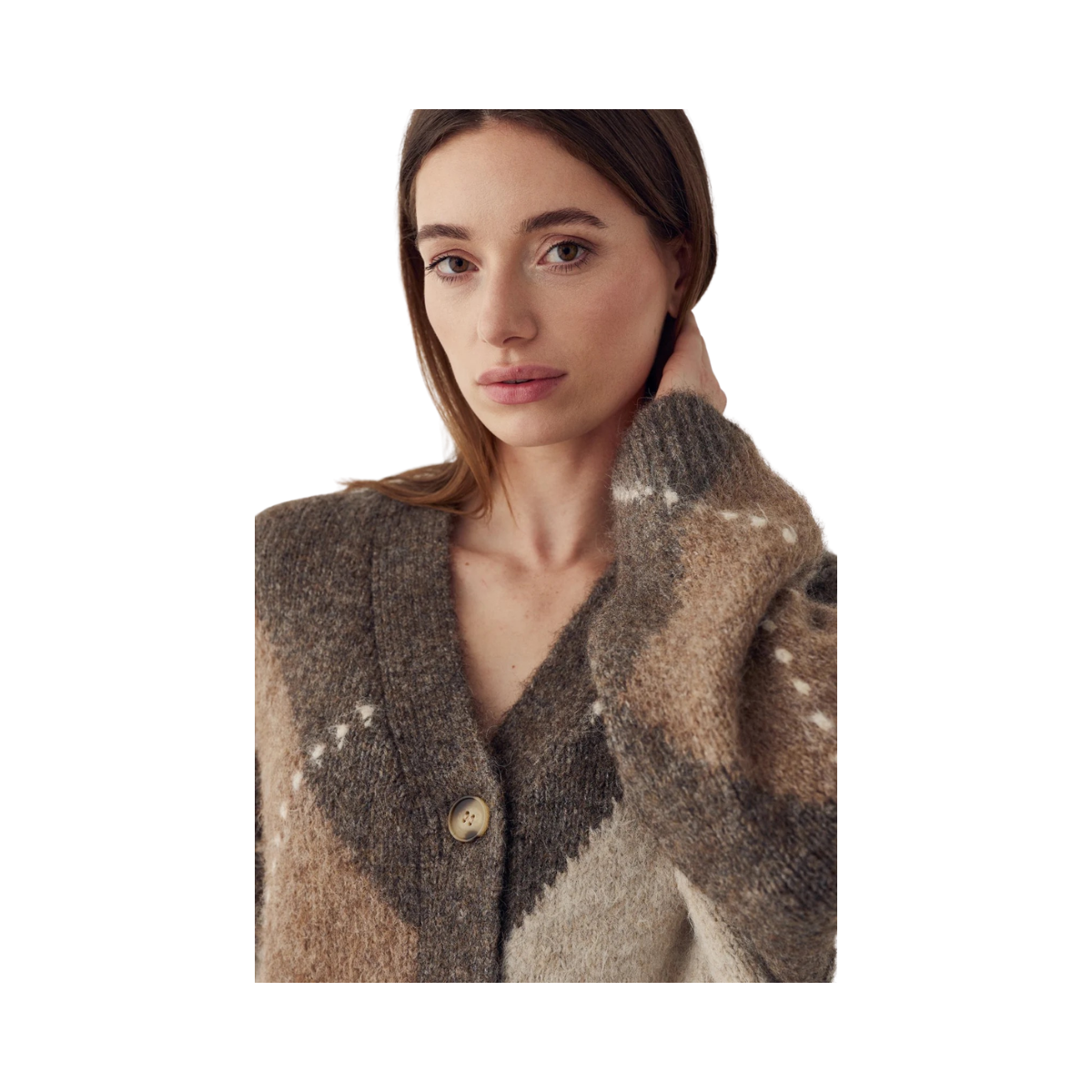 N-Laiana Knit Cardigan - Ash Brown Mix