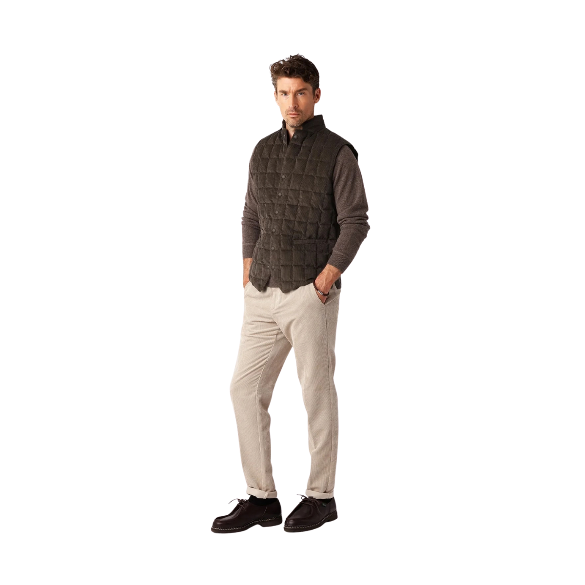 Tech Cord Vest - Chocolate