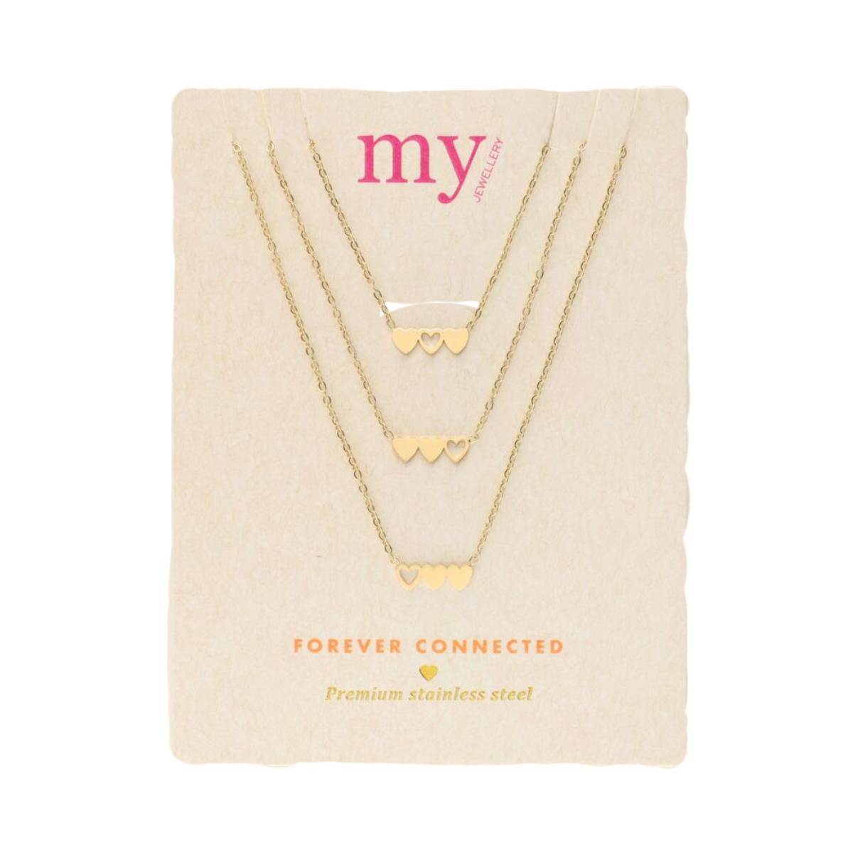 Necklace Set 3 Hearts - Gold