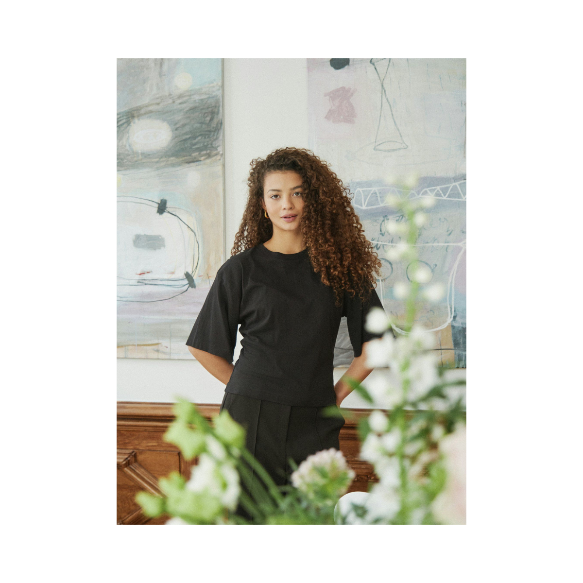 Asha Boxy Tee - Black