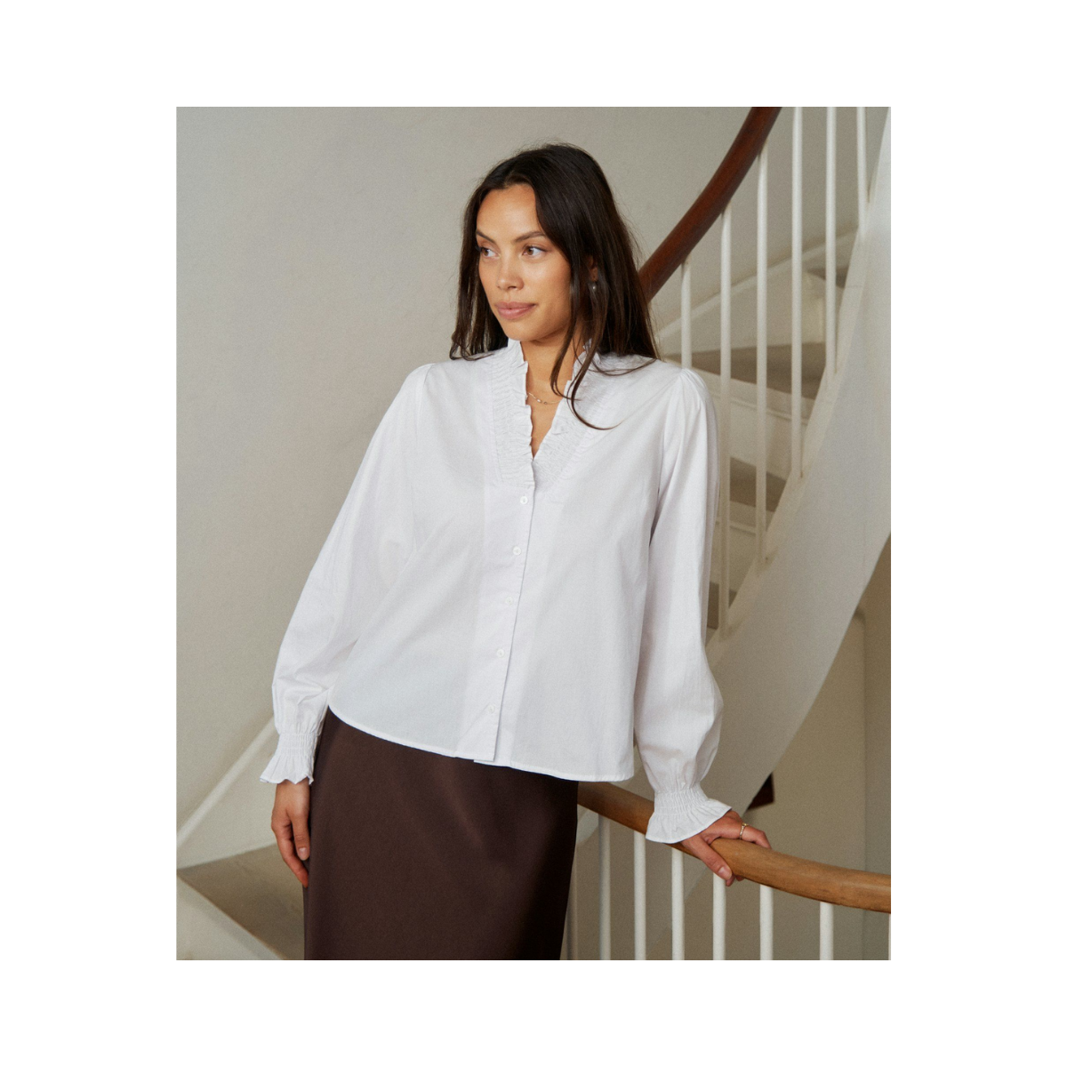 Brielle Solid Shirt - White