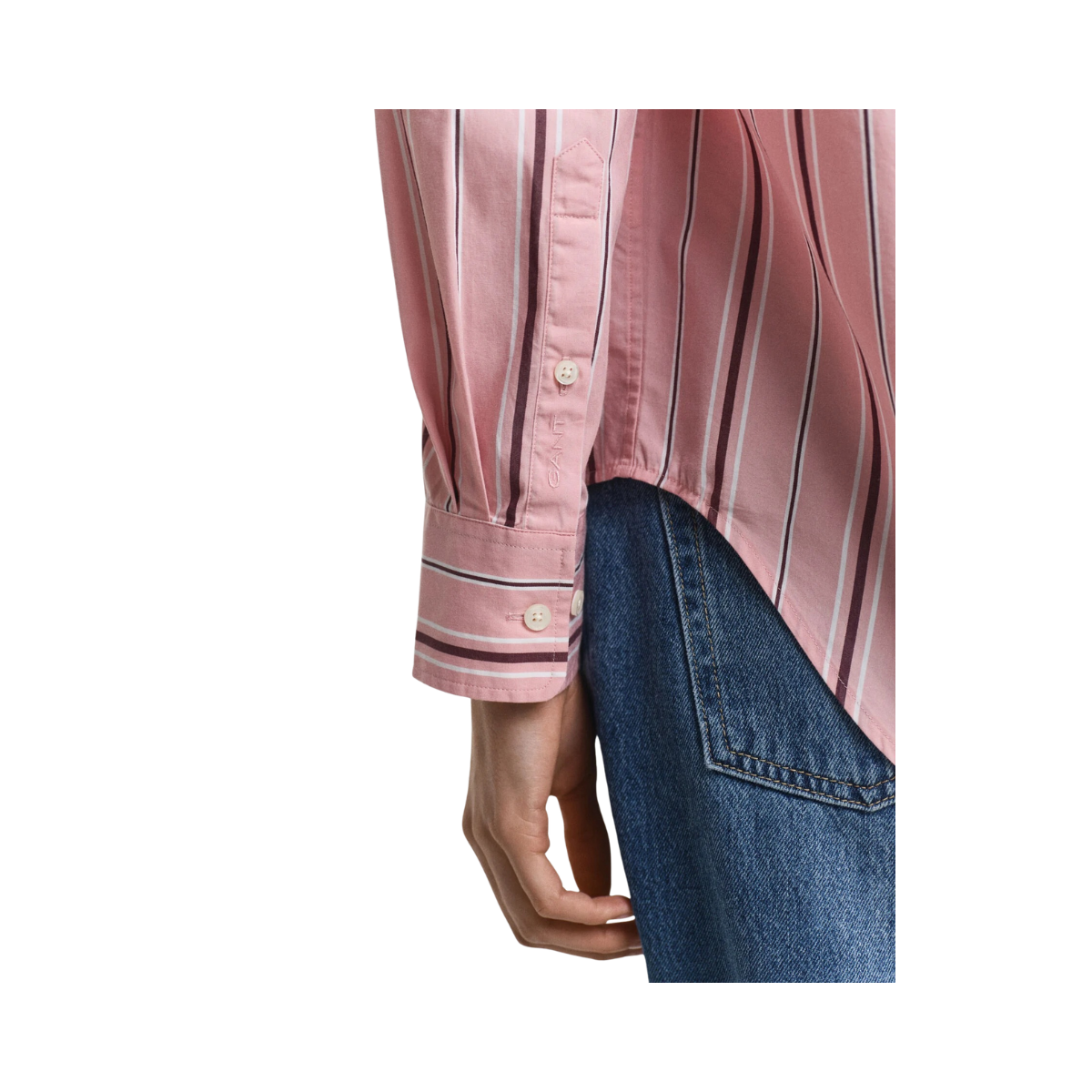 Relaxed Classic Poplin Striped Shirt - Summer Rose
