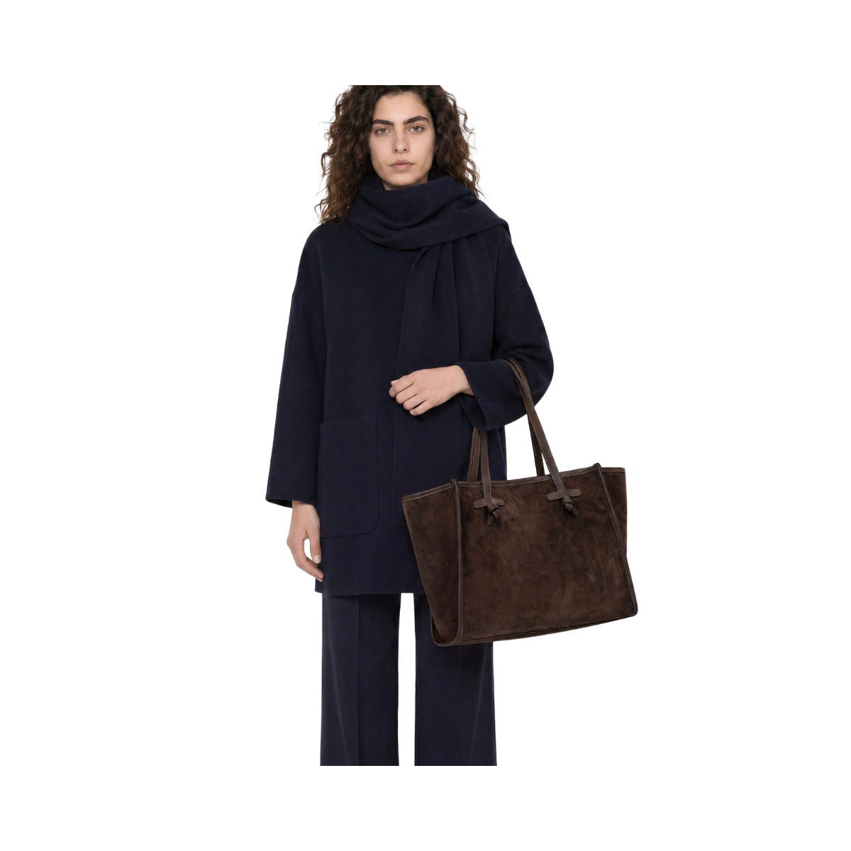 Marcella Suede Shopping Bag - Espresso