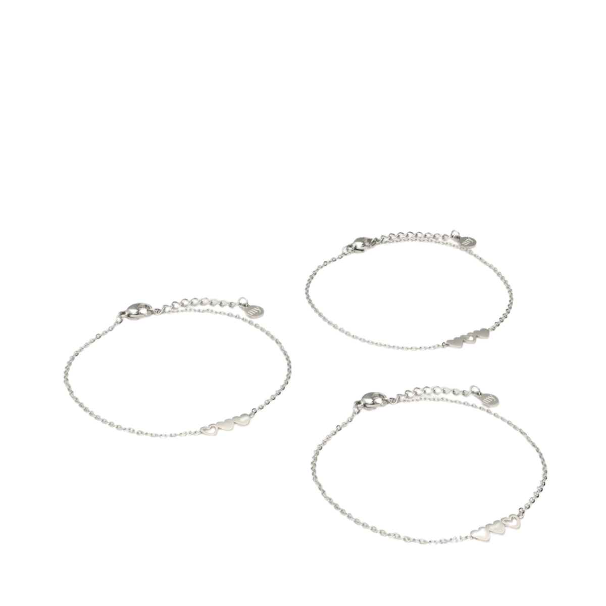 Bracelet Set 3 Hearts - Silver