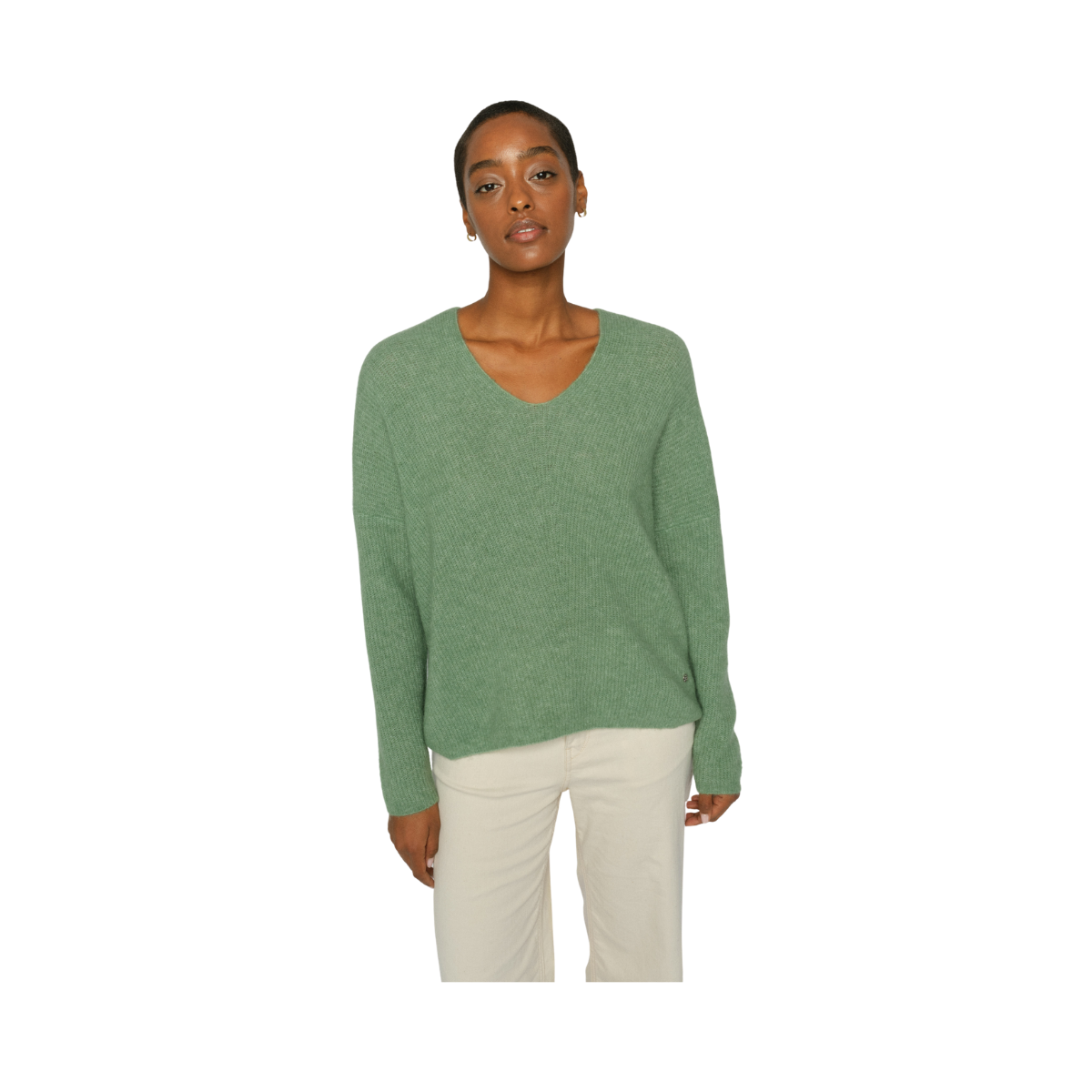 Thora V-Neck Knit - Turf Green