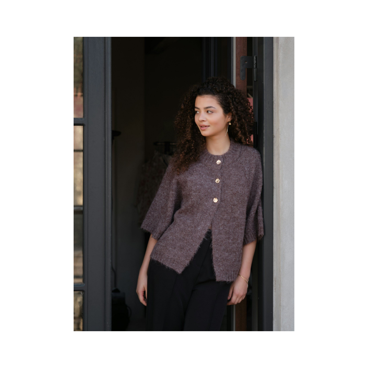 Benuta Fluffy Knit Cardigan - Light Brown